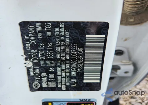 2020 Hyundai Venue Sel из США, поврежденный, VIN KMHRC8A30LU047222